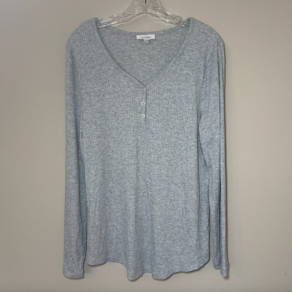 Haven well within lounge henley long sleeve top soft gray cozy casual large